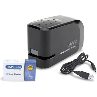 Rapesco Степенка 26/6, 15 листа, с батерия, с usb зарядно устройство, rapesco "626el", черна 1454 (1454)