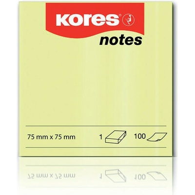KORES samolepicí bločky žluté, 75x75/ 100 lístků v bločku