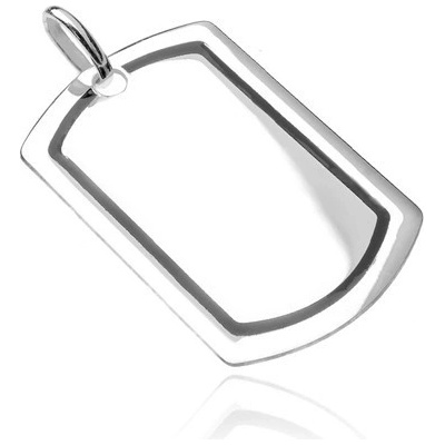 Šperky eshop Přívěsek ze stříbra 925 lesklá známka s černým lemem U12.5