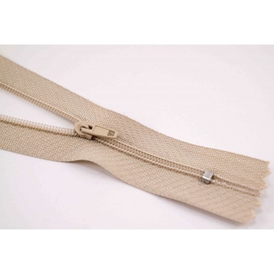 Nedeliteľný jemný plastový špirálový zips (veľkosť číslo 3) rôzne farby - dĺžka 12 cm - 60 cm 16 cm Svetlá režná