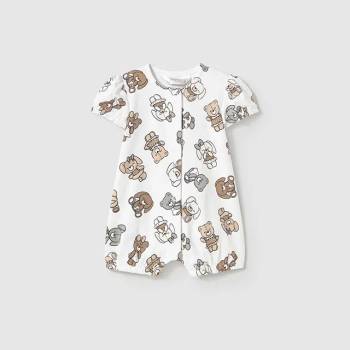 Mayoral Пижама къса в бяло с мечета и зайчета за бебе момиче Майорал