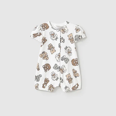 Mayoral Пижама къса в бяло с мечета и зайчета за бебе момиче Майорал