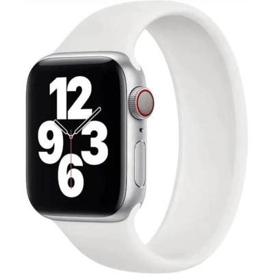 Apple Оригинална силиконова каишка за Apple Watch 44мм, 45мм, 46мм, Ultra, Ultra 2, Ultra 3 49 - Apple White Solo Loop Band Size 11 (разопакован) (MN7L3ZM/A)