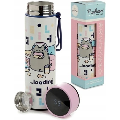 Pusheen nerezová termoláhev s digitálním teploměrem 450 ml Kočka