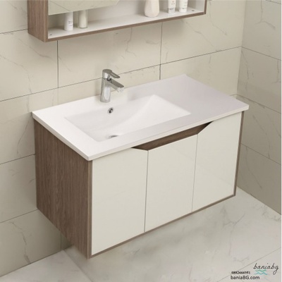 Inter Ceramic Долен конзолен pvc шкаф за баня 9155 с умивалник 9066l /десен плот/