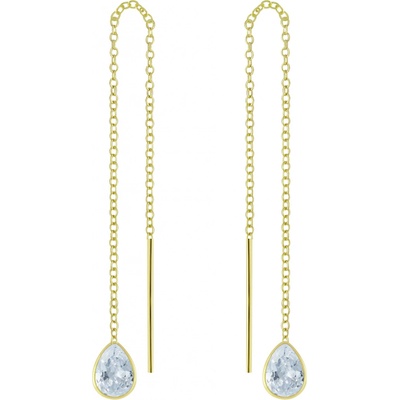 Flor de Cristal stříbrné náušnice s kostičkami zirkonů 4X6 bílé 20_00046