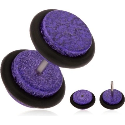 Šperky eshop akrylový falešný plug do ucha fialový pískovaný povrch gumičky PC02.26
