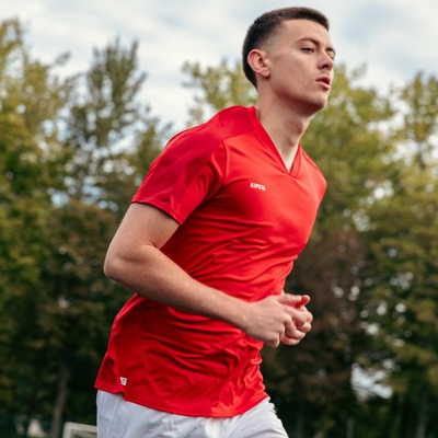 Kipsta Futbalový dres Essentiel s krátkym rukávom červený červená