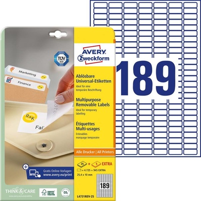 Avery-Zweckform L4731REV-25 univerzální etikety 25.4 x 10 mm papír bílá 5760 ks