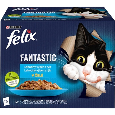 Felix Fantastic losos, platesa, tuniak, treska v želé 12 x 85 g