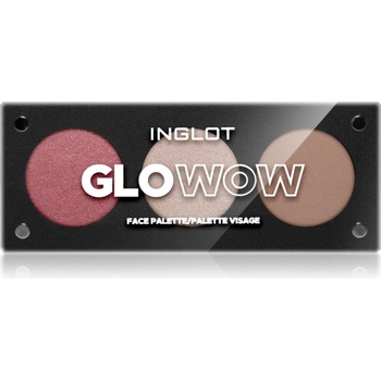 Inglot Face Palette хайлайтър, бронзър и руж цвят GLOWOW 7 гр