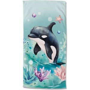 Good Morning Синя детска кадифена плажна кърпа 75x150 cm Splash - Good Morning (33026.60.80)