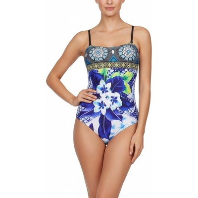 Цял бански с цветя и орнаменти