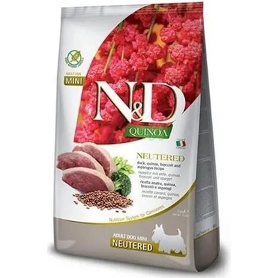 N&D QUINOA GF adult Mini kastrovaný kachna brokolice & chřest 2,5 kg