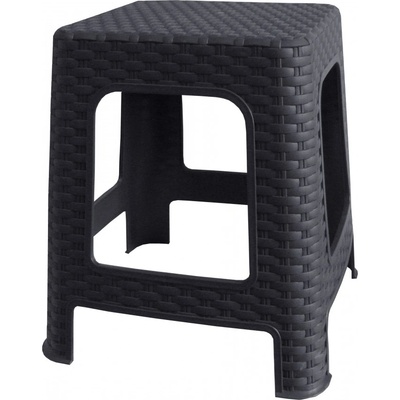 Mega Plast, Taburet polyratan, 45 x 35,5 x 35,5 cm, antracit – Zboží Dáma