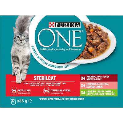 Purina One SterilCat hovädzie losos morka v šťave 12 x 85 g