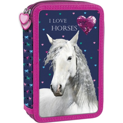 DERFORM Ученически несесер с пособия Derform Horses - с 2 ципа (67008)