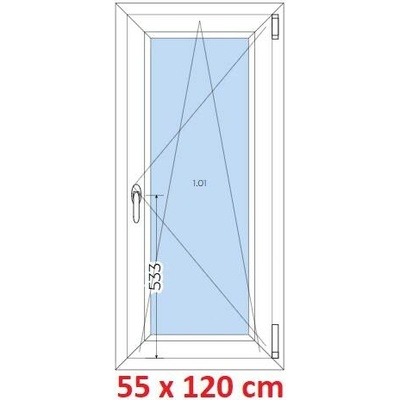 Soft Plastové okno 550 x 1200 mm, otevíravé a sklopné, Antracit struktura/Antracit struktura
