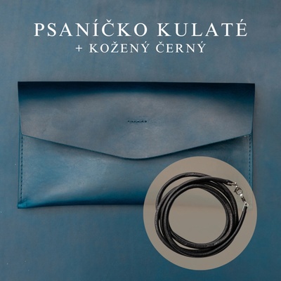 Wood Style psaníčko Kulaté Modré kožený Černý