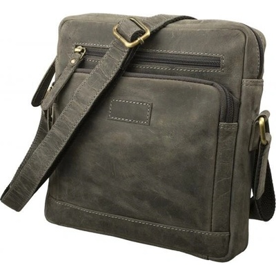 Impex crossbody taška olejovaná hovädzia lovecká koža antracitová