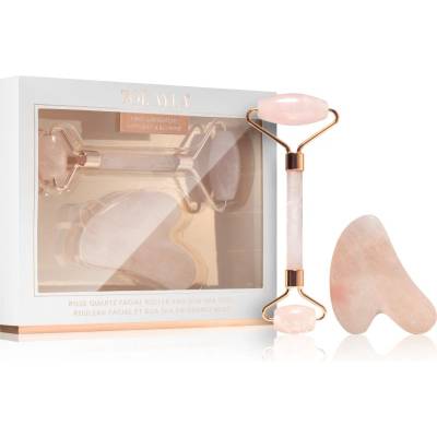 Zoë Ayla Rose Quartz Facial Roller And Gua Sha Tool подаръчен комплект за лице