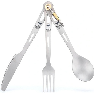 Keith Titanium 3-Piece Titanium Cutlery Set Цвят: сив