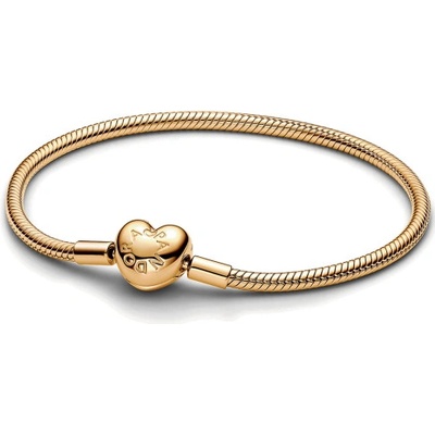 PANDORA pozlacený náramek se srdíčkovým zapínáním 563050C00