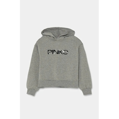 Pinko Up mikina přes hlavu s kapucí a logem šedá