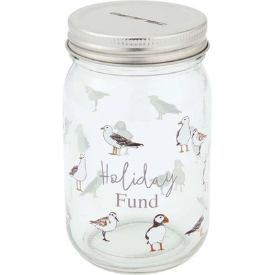 Cooksmart ® Coastal Birds kasička průhledná stříbrná