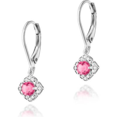 Blink-Blink zlaté náušnice s diamantami a ružovým Topásom 3330BDTorB