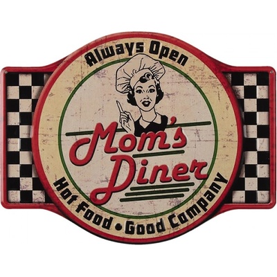 Nástěnná kovová cedule Mom´s diner – 45x1x35 cm
