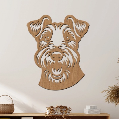 dřevo života Dřevěná dekorace psa Welsh Terrier Rozměry (cm): 50x60, Zvolte barvu dekoru: Horský dub