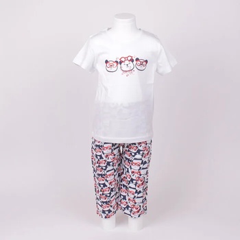 Image 1 of Детска памучна лятна пижама в бяло и картинка