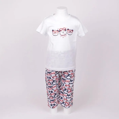 Детска памучна лятна пижама в бяло и картинка