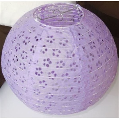 Kulatý lampion 30cm fialový děrovaný – Zboží Dáma