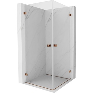 Mexen Lunar-B Душ кабина Duo отваряема 85 x 85 см, прозрачна, розово злато (832-085L-085P-60-00)
