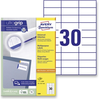 Avery Zweckform 3489 univerzální etikety 70,0 x 29,7 mm 3000 etiket bílé