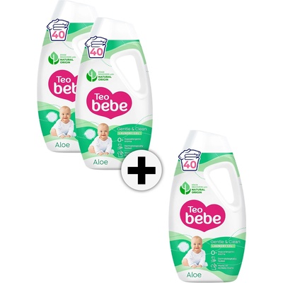 Промо пакет 2+1 Teo Bebe Gentle & Clean - Гел за пране с Алое Вера, 1.8 l (2 + 1 3800024048524)