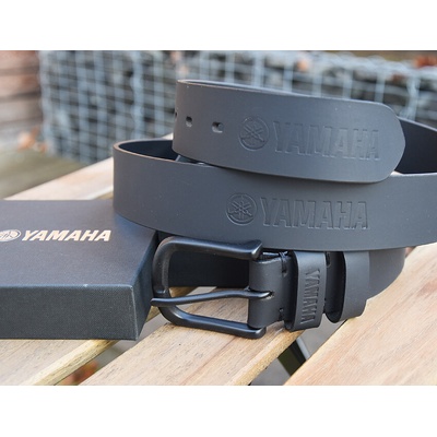 Kožený pásek "YAMAHA" ČERNÝ s černou přezkou
