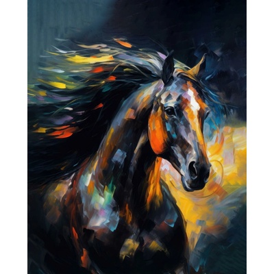 ZUTY Obrazy na stenu - Divoký čierny abstraktný kôň Rámovanie: vypnuté plátno na rám, Rozmer: 40x50 cm