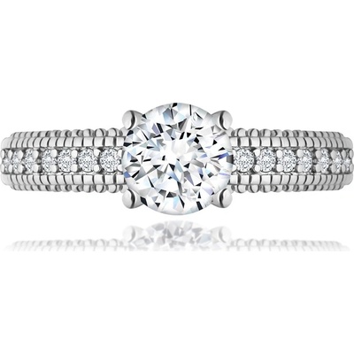 Šperky eshop Stříbrný zásnubní prsten 925 čirý kamínek gravírovaná ramena se zirkony SP42.22