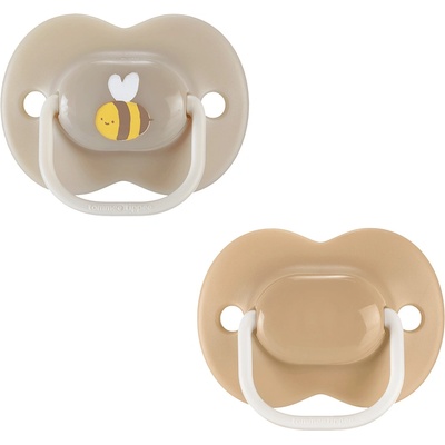 Tommee Tippee Ортодонтични залъгалки Tommee Tippee - AnyTime, Кафява и Бежова с декор Пчела, с кутия за стерилизиране, 18-36 m, 2 броя (TT.0283)