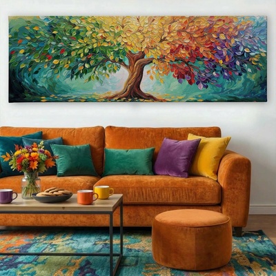 Obraz na plátně - Strom života Duhová esence FeelHappy.cz Velikost obrazu (šířka x výška): 60 x 20 cm
