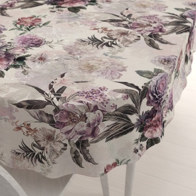 Biante Dekoračný oválny obrus Parma PM-112 Fialové kvety na smotanovom 100x160 cm