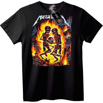 NOONEBRAND Metallica Тениска метални огнени скелети - L, White