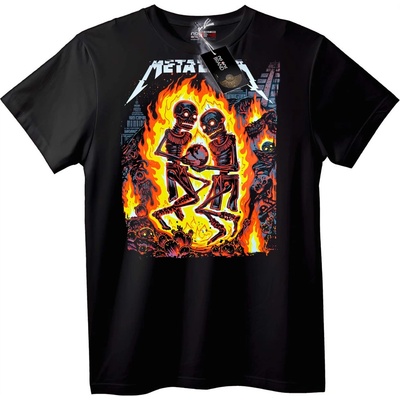 NOONEBRAND Metallica Тениска метални огнени скелети - L, White