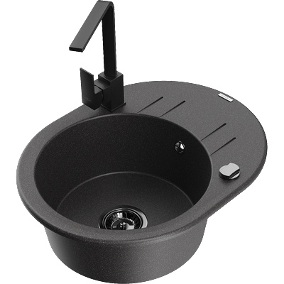 Mexen Kevin гранитна мивка с 1 корито с отцедник и кухненски смесител Рита, (6517-76-670300-70-B)