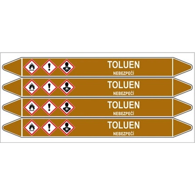 Značení potrubí, toluen,4 ks, 250 × 26 mm PZ 008251
