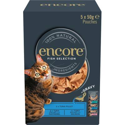 Encore Cat Gravy Pouch Mix 5 × 50 g výběr s rybím masem (3 druhy)
