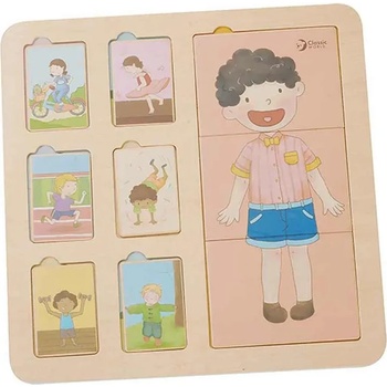 Classic World Детски, дървен пъзел със забавни фигурки - Classic World